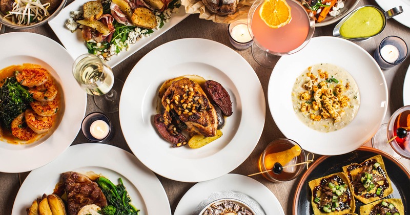 Different dishes served, top view