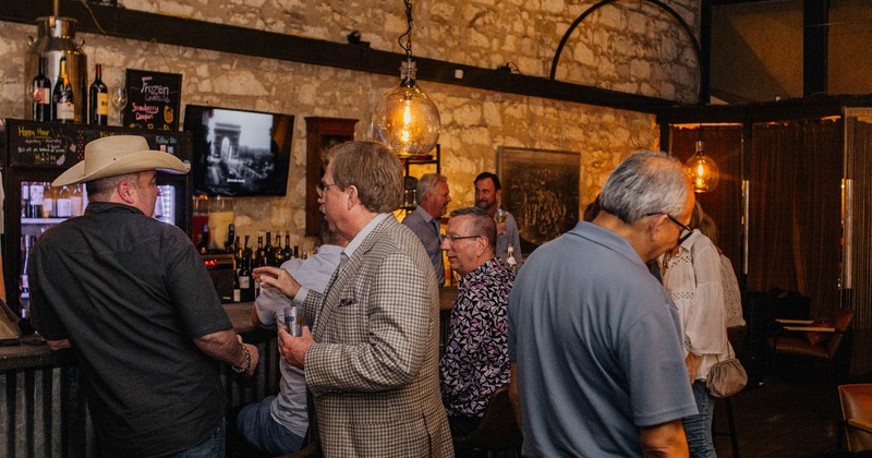 Interior, guests in bar area