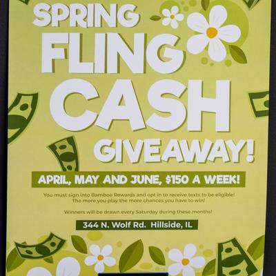 Spring fling cash giveaway poster.