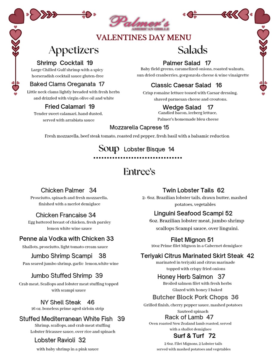 Valentines Day Menu event photo