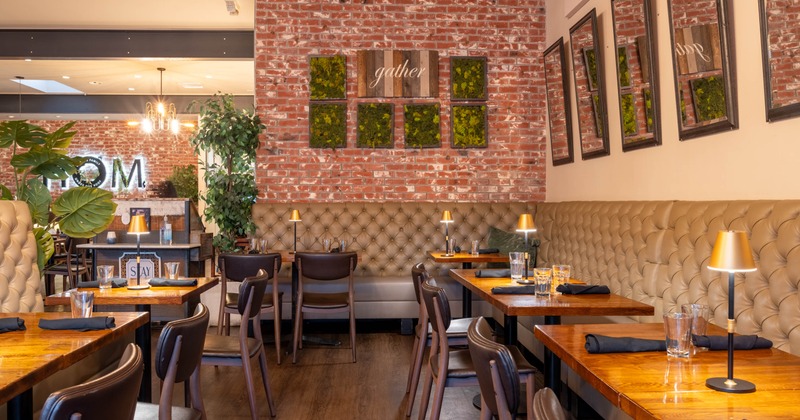 Dining tables, set and ready for guests