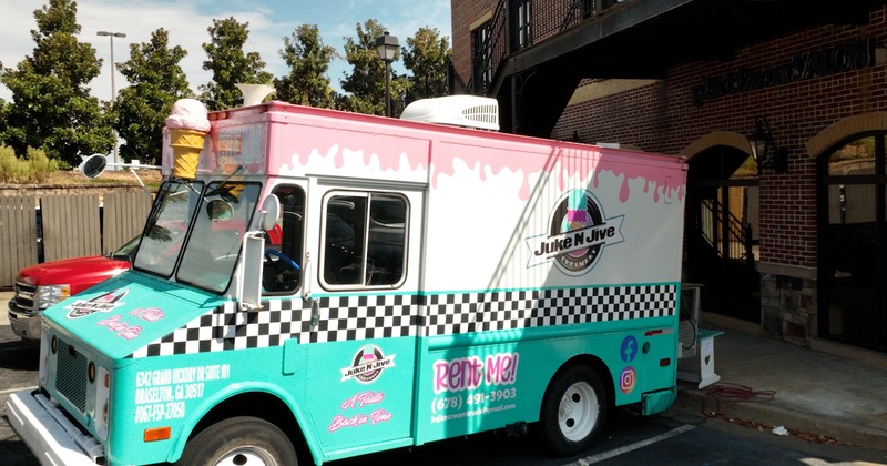 Colorful Juke N Jive ice cream truck parked outdoors