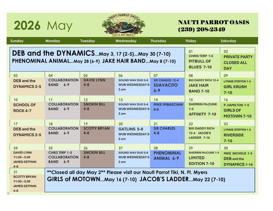 Oasis Events Calendar