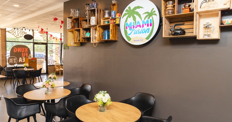 Interior, round tables and chairs