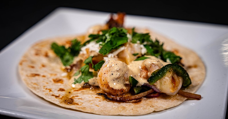 Gobernador, a grilled shrimp taco