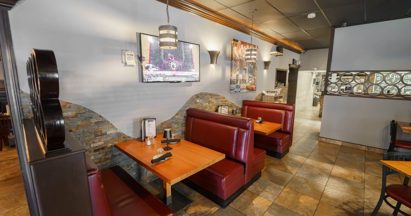 Interior,  booths with tables