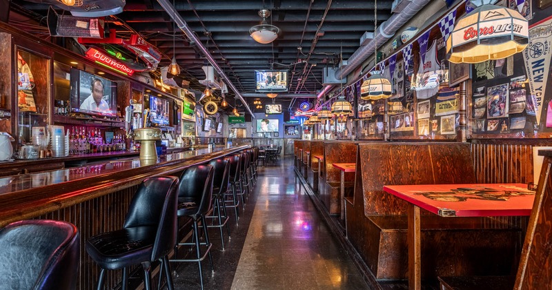 Interior, dining booths and tables