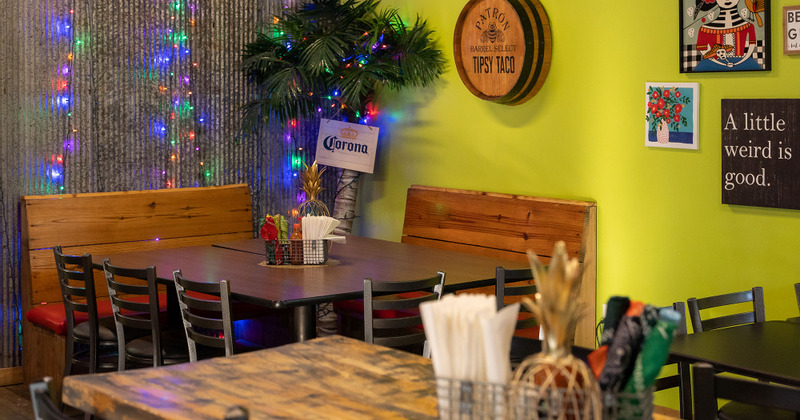 Interior, table ready for guests