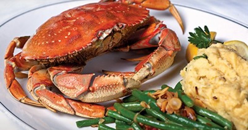 Crab, green beans and mashed potatoes