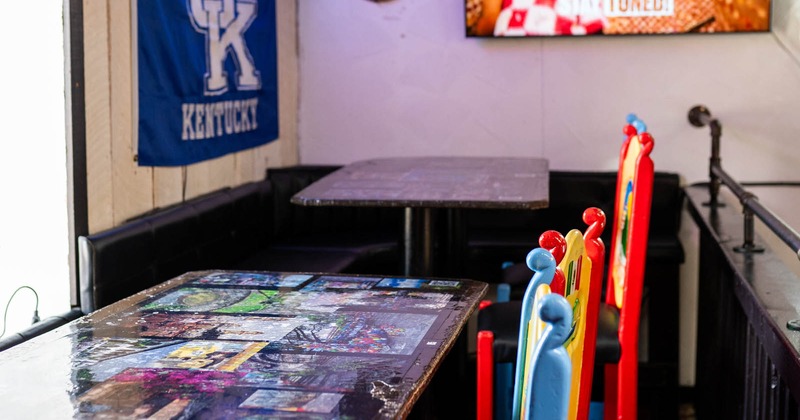 Interior,  guest tables and seats