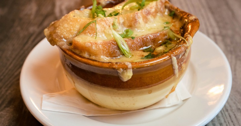 A bowl of French onion soup