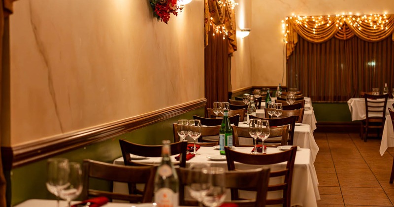 Dining area with fully set tables