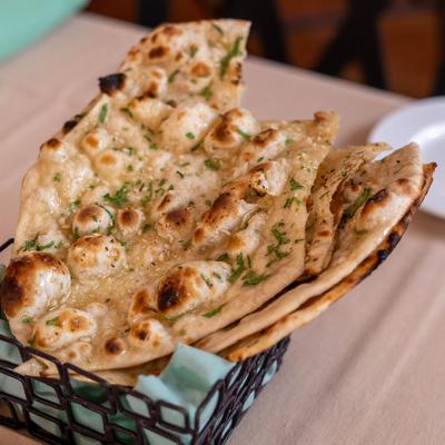 Garlic Naan in a basket