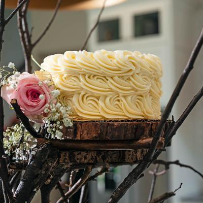 Wedding cake, side view.
