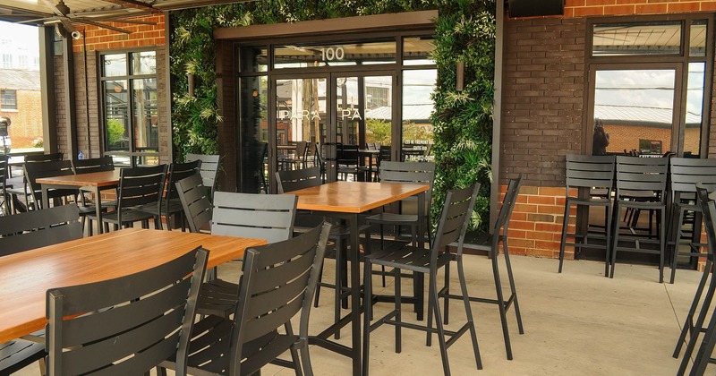 Patio area and restaurant entrance