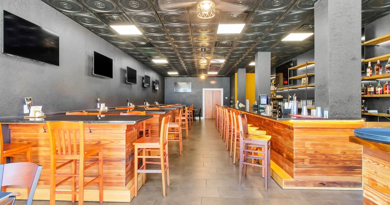 Interior, wide view, dining area