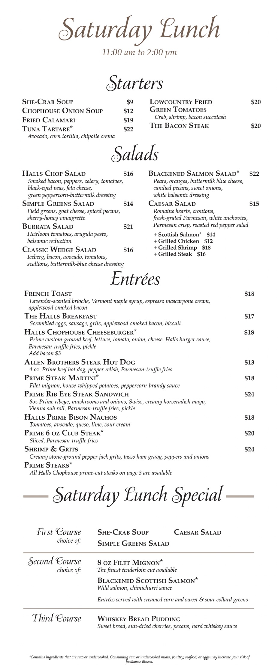 Saturday Lunch with 3 Course Special event photo