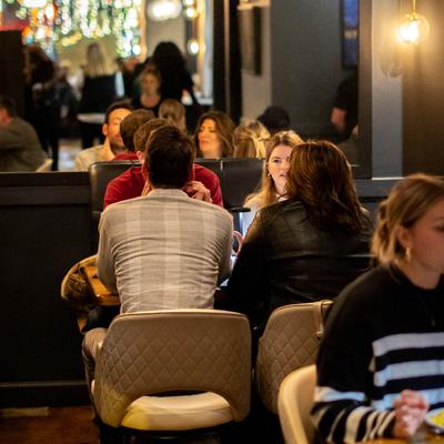 Customers sitting at the table.