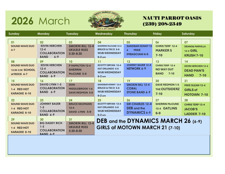 Oasis Events Calendar