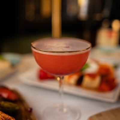 The Turkish Mark cocktail served in an elegant coupe glass.