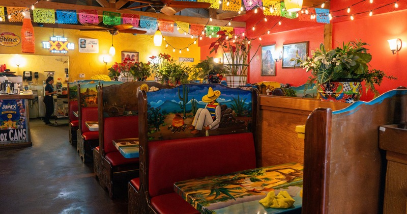 Interior, colorful dining area