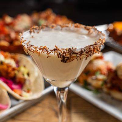 White cocktail drink.