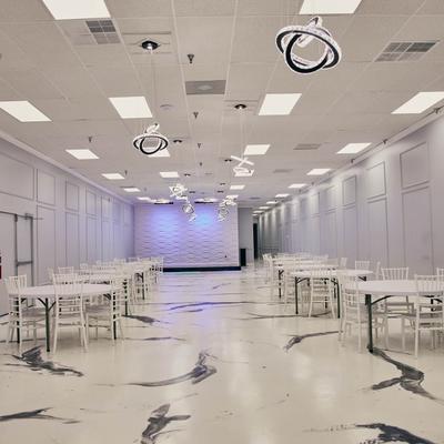 Seating area with a view of the stage.