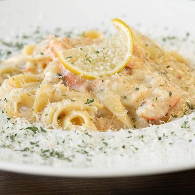Shrimp Alfredo pasta.