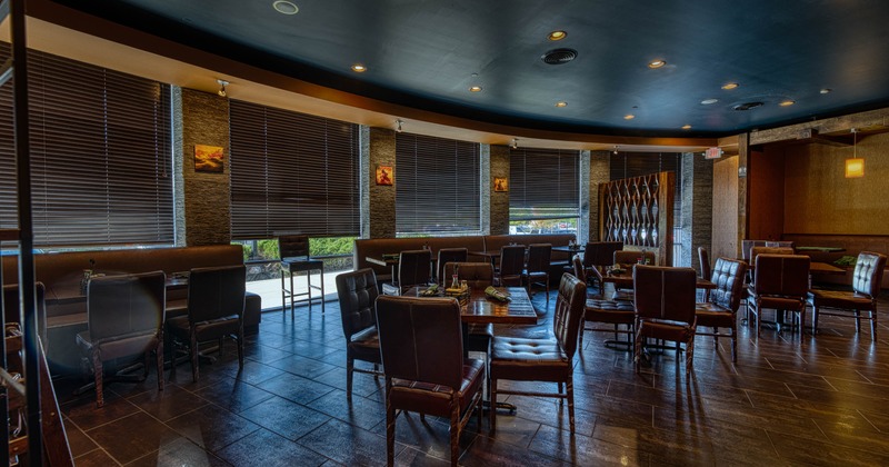 Interior, tables and chairs ready for guests