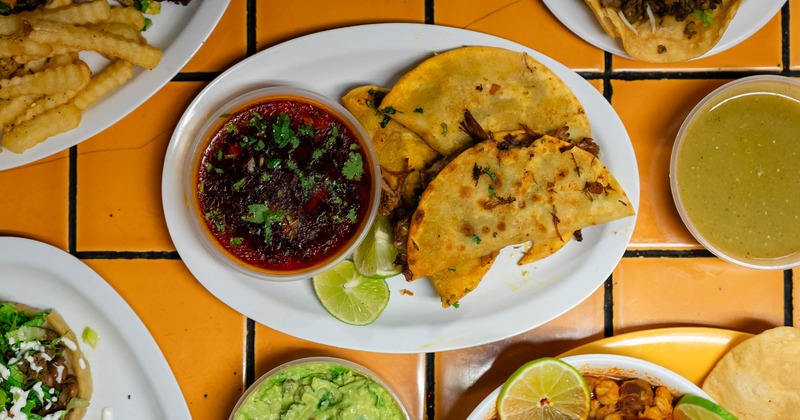 Quesabiria tacos with beef broth