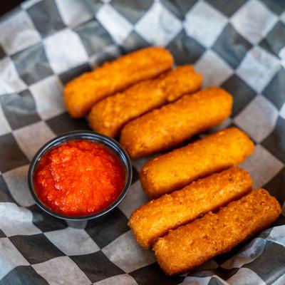 Mozzarella sticks and marinara sauce.
