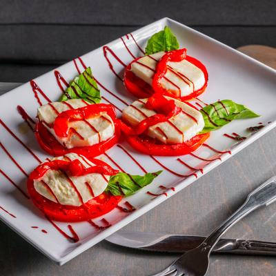 Caprese salad with balsamic drizzle.