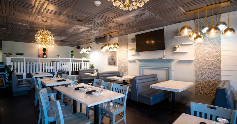 Interior, booths and dining tables