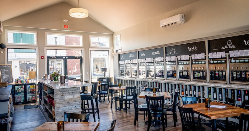 Nicely done interior seating area and self-serve wine bar