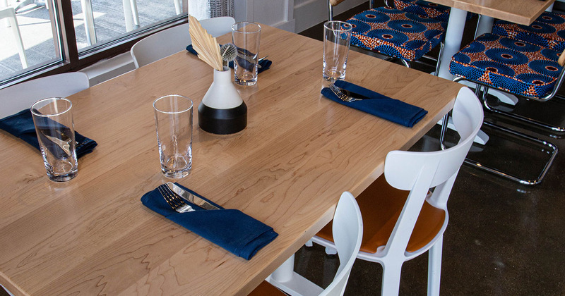 Table for four ready for guests