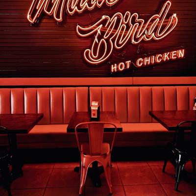 Dining area, banquette seating.