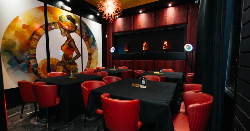 A separate room with four tables