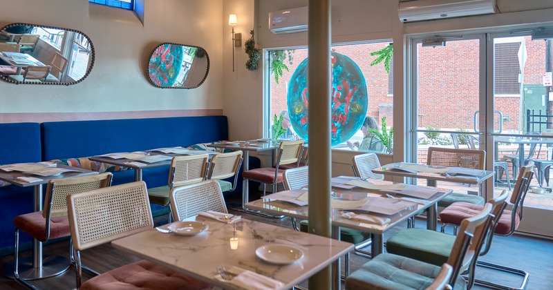 Interior, diner area, tables, chairs
