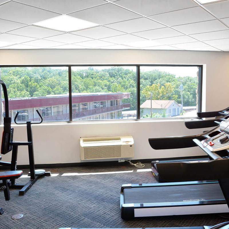 The exercise area with treadmills.