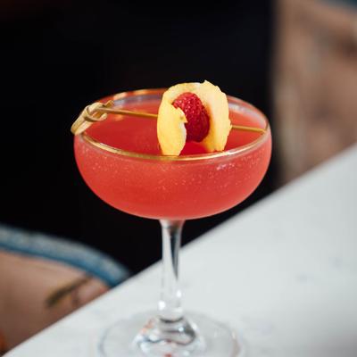 Red cocktail with decoration