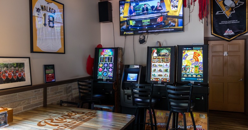 Table in front of the slot machine