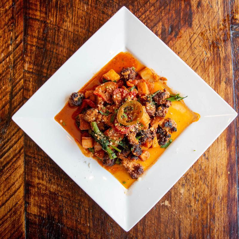 Roasted Sausage, Hot Peppers, Potatoes and Broccoli Rabe photo