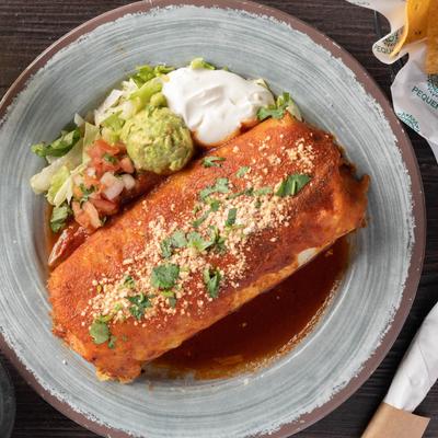 Original Burrito served, top view