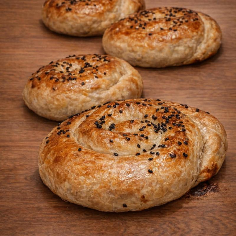 Borek with Spinach, Meat, Cheese photo