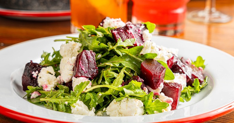 Roasted beet salad with cocktails
