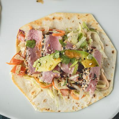 Seared tuna tacos.