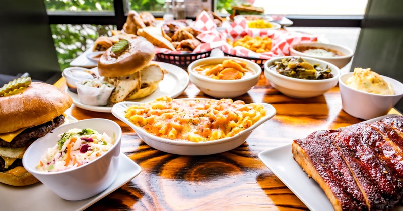 Assortment of dishes served on the table
