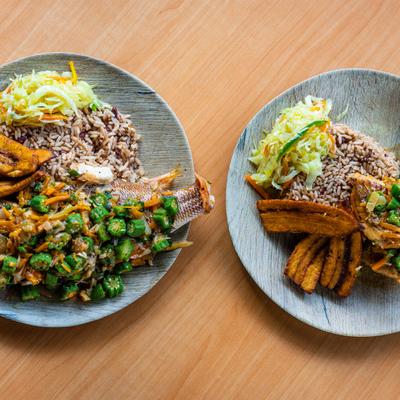 Steamed Red Snapper and JD's Famous Oxtails, top view