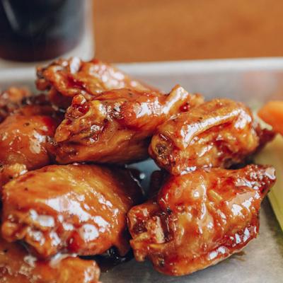 The Shack traditional wings, closeup.