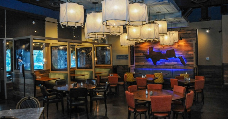 Interior, dining tables and seating